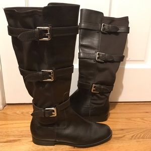 CALVIN KLEIN Hillary Brown Leather Buckle Riding